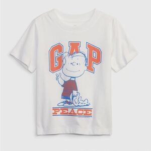 New With Tags Baby‎ Gap Size 5 Unisex Peanuts Graphic Short Sleeve White T-shirt